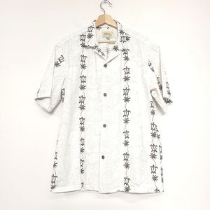 Royal Hawaiian Creations SeaTurtles Palms XLarge White Grey Brown Hawaiian Shirt
